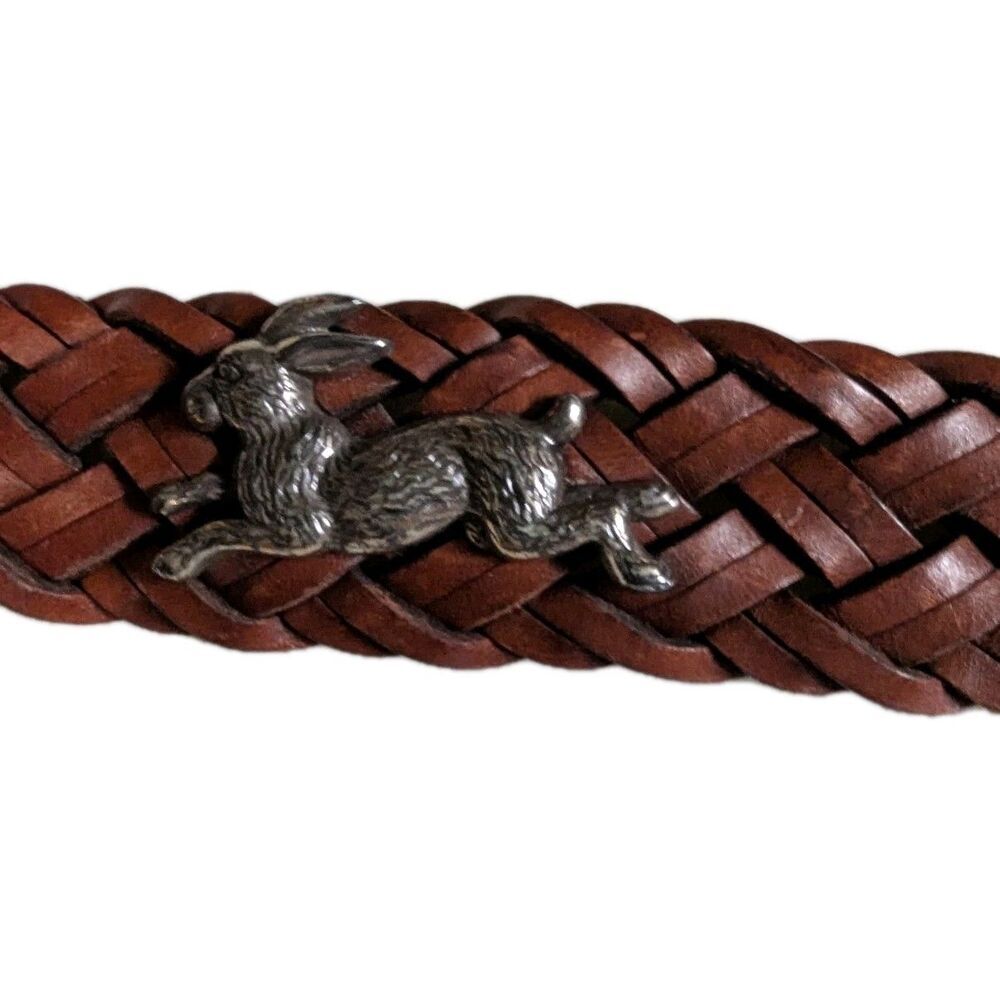 Vtg 90s Brighton Braided Leather Animal Charm Belt Safari Zoo 30Description: - Picture 12 of 13